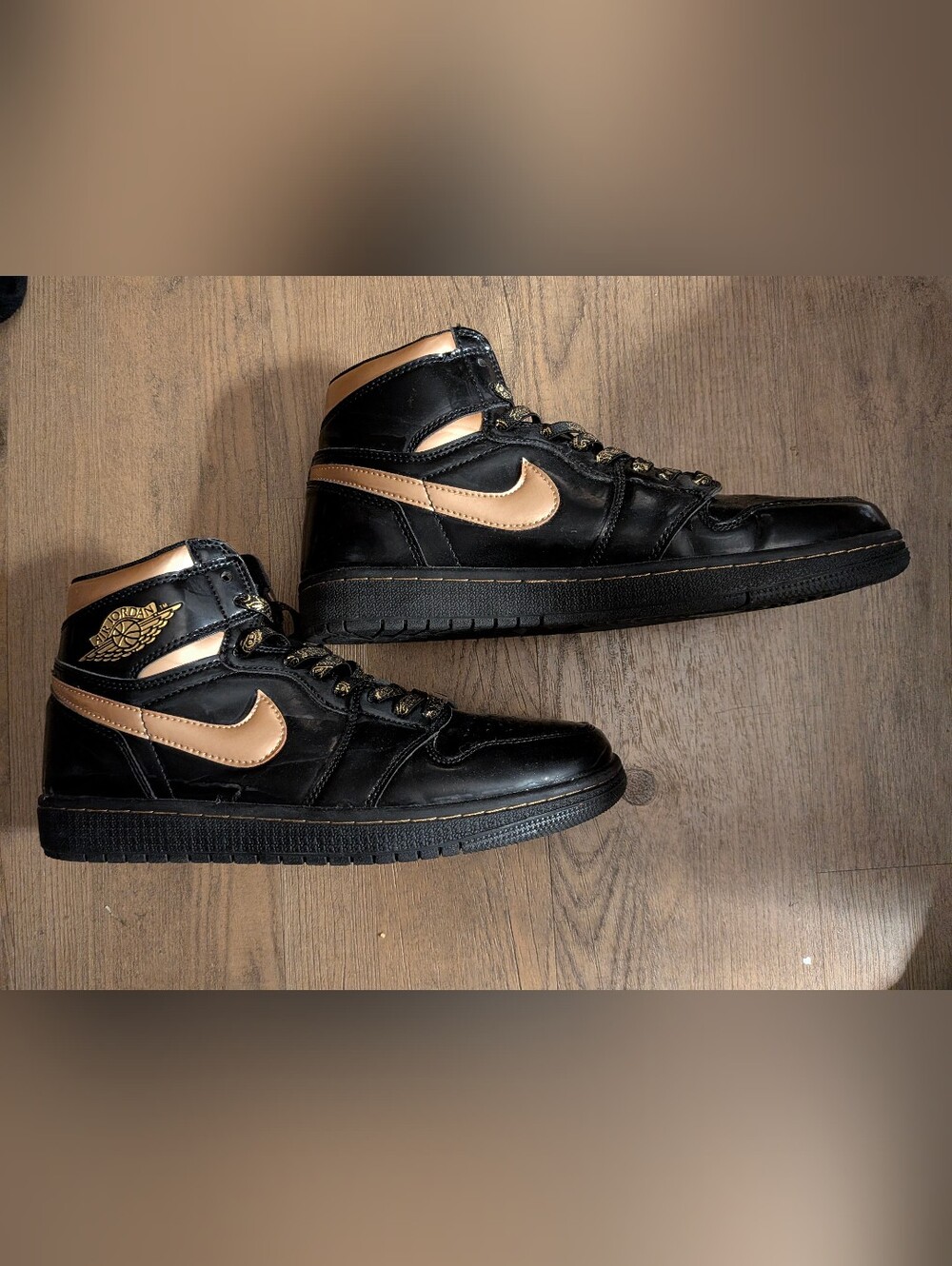 Men's Nike Air Force 1 Black and Gold High-Top Sneakers